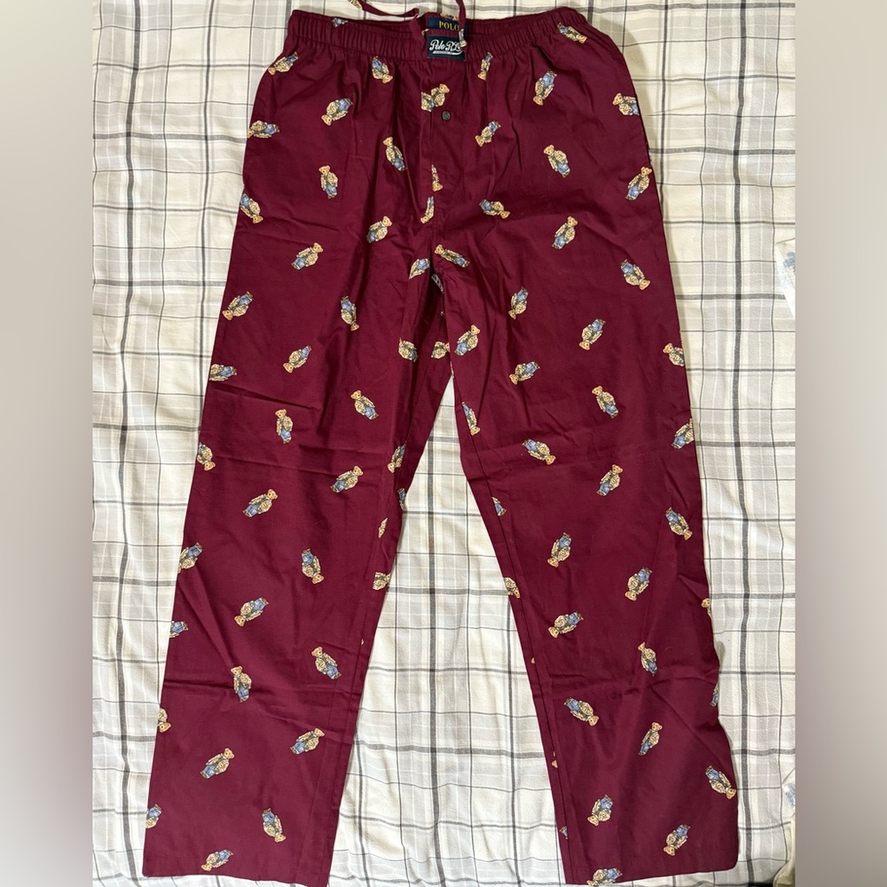 Polo Ralph Lauren Maroon Polo Bear Print Lounge Pants